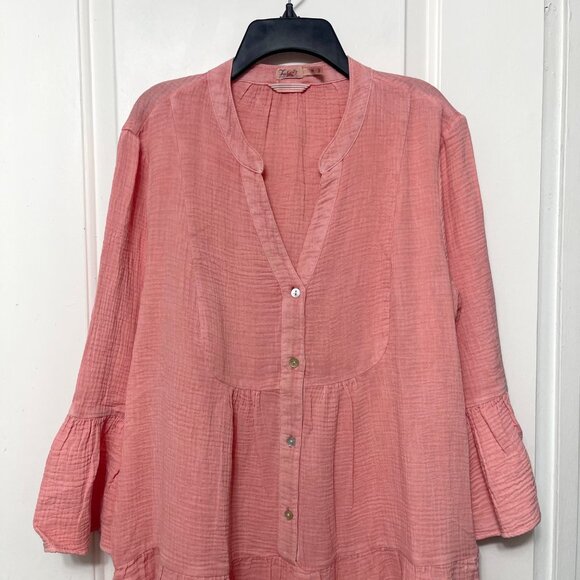 New Faherty Womens Dream Cotton Gauze Kasey Dress Casual Dress in Coral Size M - Picture 7 of 14